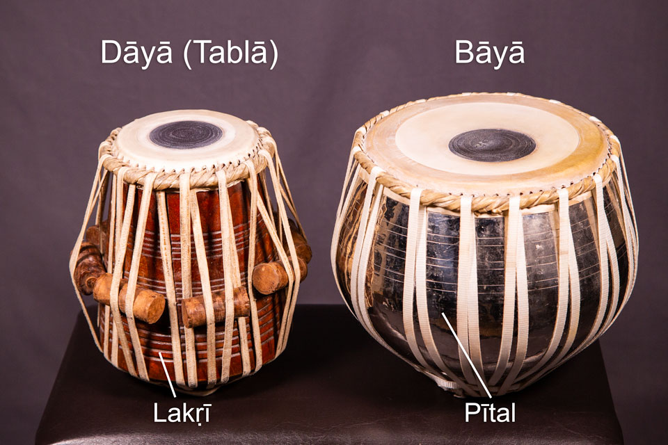 indian instruments with labels